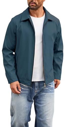 Image of QTE Lightweight Jackets for Men Casual Windbreaker Stylish Light Fall Spring Golf Work Dress Business Coat
