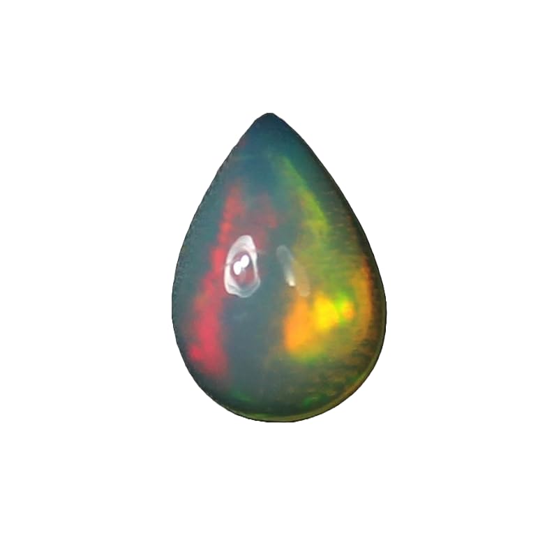 Opale éthiopienne 12 x 8 x 5,5 mm - 1 cabochon de qualité AAA naturelle multi-feu