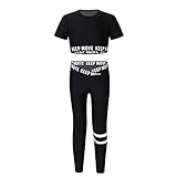 Mädchen Rundhalsausschnitt Kurzarm Blumenblätter Print Crop Top High Taillenumfang Elastic Taillenumfang Hosen Set