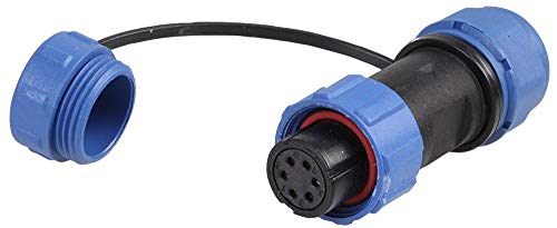 PRO ELEC 6-Pole Circular Threaded Connector Socket - 5-8mm Cable, IP68 Waterproof, Nylon Body, Gold Contacts - PELR0125
