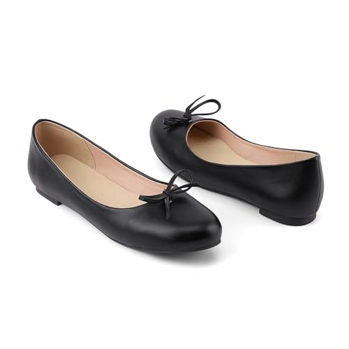 MRKEWUNEY Elegant Bow Ballet Flats for Women Slip On Comfortable Dress Shoes EU32-542