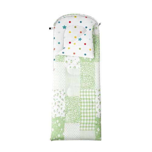 Feelyou Bolsa de Dormir para Camping 3 Estaciones para Niños y Adultos Verde Rectangular Resistente al Agua Ligera y Portátil con Bolsillo de Compresión miniatura 4