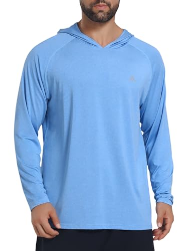 Light Face Men's UPF 50+ Sun Protection Hoodie Shirts Long Sleeve Rash Guard Fishing Hiking SPF UV Shirt Quick Dry