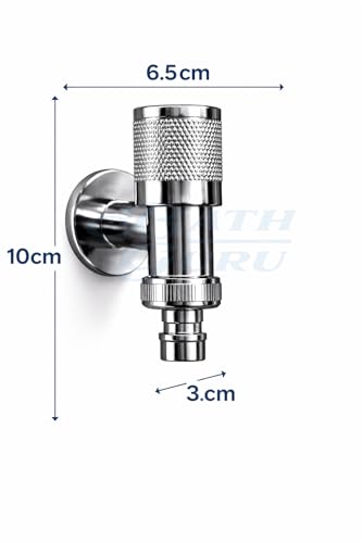 Image of BATH GURU (Grass) Washing Machine Nozzle Tap | Zinc Body Washing Machine Inlet Faucet Chrome Finish | Universal Water Inlet Valve Plastic Handle | Wall Mounted Tap for Fully Automatic Washing Machines