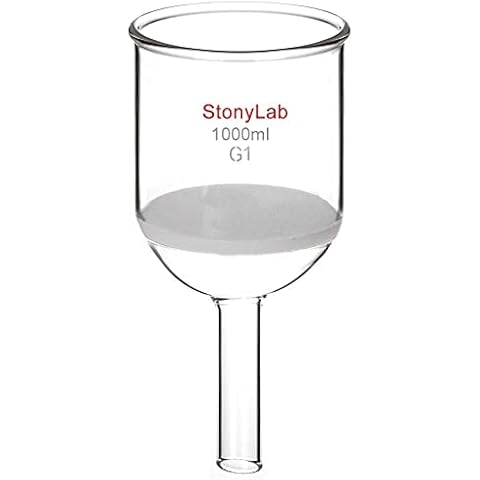 StonyLab Borosilikatglas Buchner Filtertrichter mit grober Fritte, 113mm Scheibendurchmesser, 110mm Tiefe, mit 24/40 Standard Taper Innengelenk (1L) Cover