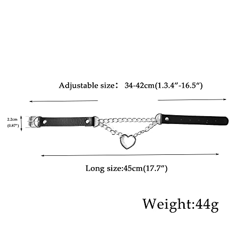 JJDreams Punk Halsband Gothic PU Leder Halsreif mit Kette Herz Anhänger elegant Choker Kragen schwarz Damen, Chock Gothic Damen