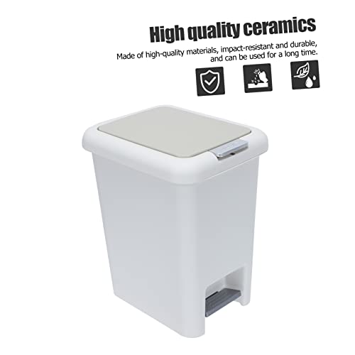 Caneca de basura rectangular blanca con pedal miniatura 2