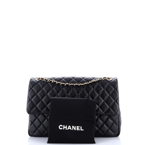 Pre-Loved XXL Travel Flap Bag Quilted Caviar Small, Black2