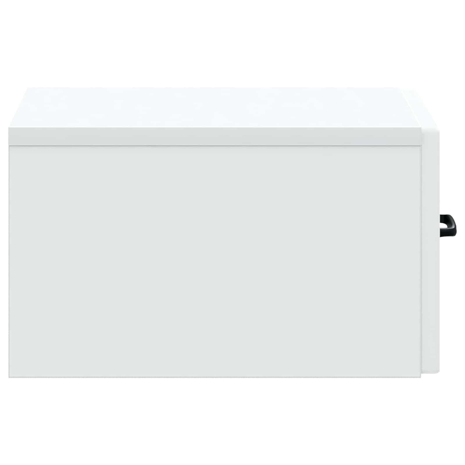 Tavolino da parete bianco, 59 x 34,5 x 17 cm, con cassetto, in legno, per soggiorno, ufficio e corridoio, organizer multiuso compatto e funzionale
