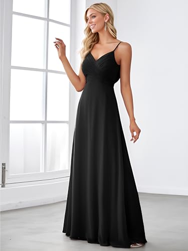 Image of Ever-Pretty Women's Summer Backless Spaghetti Strap Chiffon Bridesmaid Dresses Empire Waist Formal Wedding Guest Dress