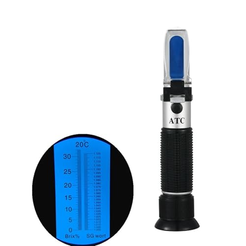 Refractometer, Refractometer 0-32% Brix Beer Brewing Wort SG 1.000-1.120 Proportion Meter Liquor Alcohol Concentration Fruit Wine Suger,for Honey,ph Refractometer