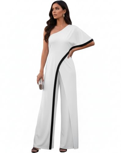Image of KOH KOH Womens 2026 One Off Shoulder Asymmetric Long Pant Jumpsuit Romper