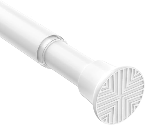 Image of AIZESI White Adjustable Tension Curtain Rod, 31-77 Inch Spring No Drill Stainless Steel Tension Rods for Window,Closet ,Bathroom-Rust Resistant,Non-Slip