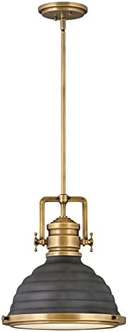 Hinkley Keating One Light Pendant, Heritage Brass/Aged Zinc