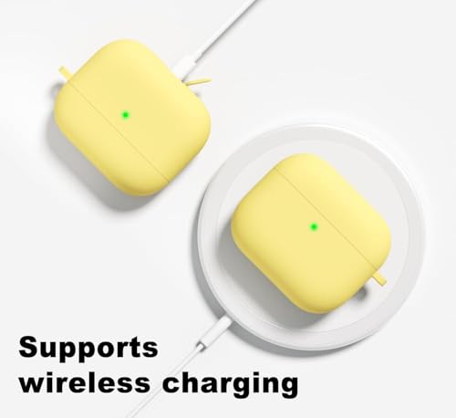 Image of Meyaar for Apple AirPods Pro 3 ​​​​​​​Case Cover with Keychain, Soft Skin Silicone Case Cover, Full Protective Case Cover Compatible with AirPods Pro (3rd Generation) Case 2025 (Yellow)