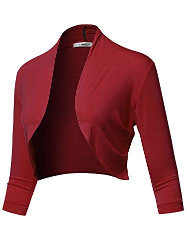 Women's Open Front Knit Blazer - Stretchy Soft Cardigan Jacket for Business Casual Office, Slim Fit Lightweight Work Blazer Burgundy M