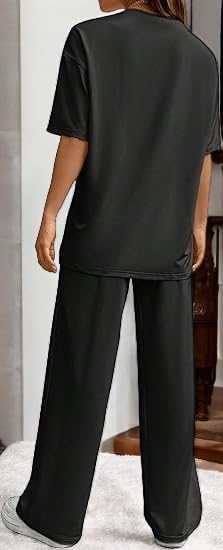 Image of My Swag Womens 2 Piece Outfits Co Ords Set Casual Half Sleeves Round Neck T-Shirts & Pants Pajama Set Cods Set for Women & Girls