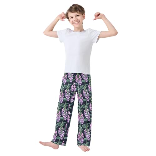 Foxglove Purple Long Pajama Pants Bottoms Soft Sleepwear with Pockets2