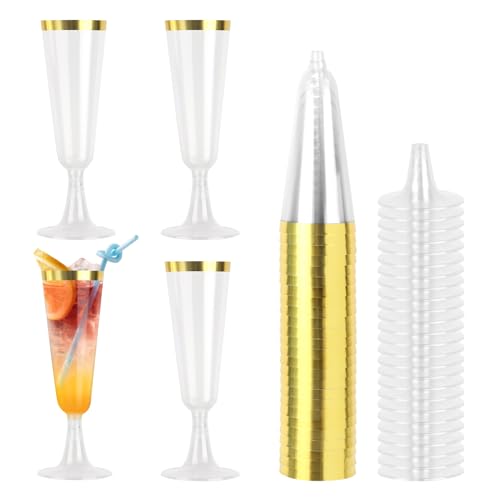 50 Bicchieri Da Champagne In Plastica Acrilica Per Torre – Infrangibili, Eleganti, Riutilizzabili - 3