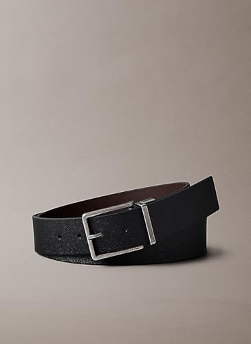 Calvin Klein Herren Gürtel Warmth Buckle 4 cm Eckige Schnalle, Schwarz (Black/Ck Dark Brown/Matte Black), 90 cm – Ansicht 2
