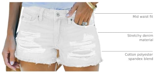 Image of MIFOCAL Women's Mid Rise Ripped Stretchy Jean Shorts Frayed Raw Hem Casual Denim Shorts