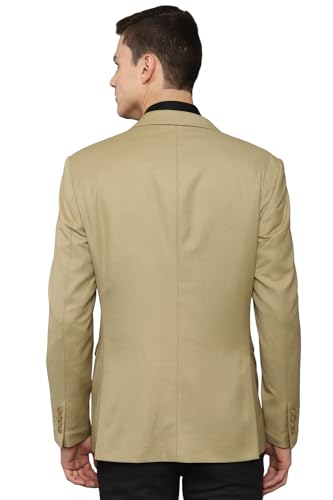 Image of Louis Philippe Men Khaki Slim Fit Solid Formal Blazer