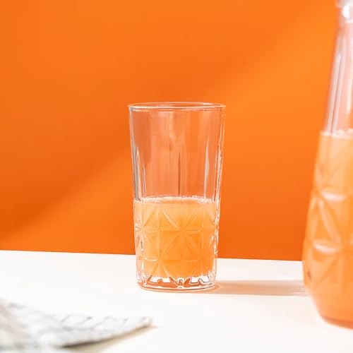 Image of bellemax Italian Premium Water and Juice Glasses Set of 6 and Jug Set Combo,(6 Pieces Glasses 350ML and 1 Water Juice Jug 1.6 Liter), Transparent, Glass and Jug Set (Traditional)