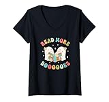 Photo Gallery donna leggi di più libri cute ghost halloween book reader maglietta con collo a v Photo Gallery donna leggi di più libri cute ghost halloween book reader maglietta con collo a v