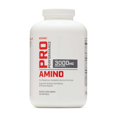 GNC Pro Performance Amino 3000mg, 240 Softgels, Supports Protein Synthesis and Muscle Repair