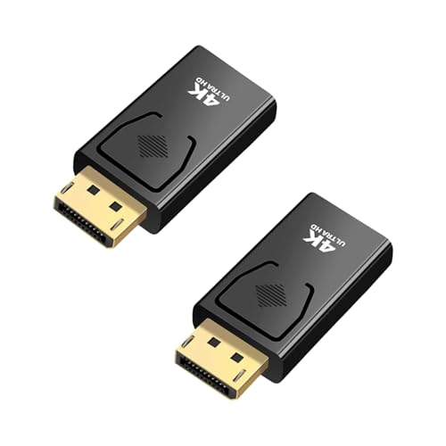 2 St&uuml;cke DisplayPort auf HDMI Adapter, 4K HDMI auf Displayport, DP Konverter, Universeller DP Adapter f&uuml;r PCs, Laptops, Monitore, Projektoren, Schnelle Plug & Play Installation, Kompakt und Tragbar