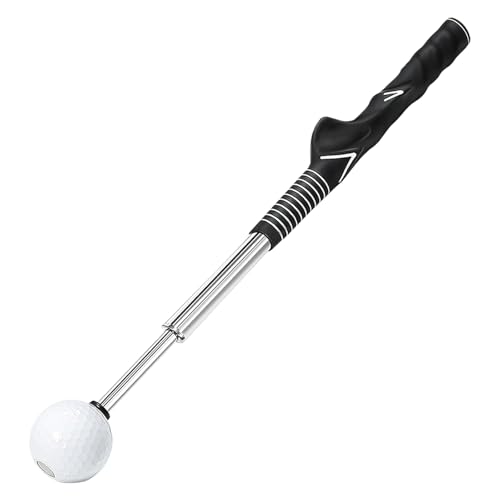BangBoom Retractable Golf Swing Training Aid, Right-Handed Golf Swing Trainer, Golf Click Stick for Practice Correction Indoor Outdoor Hitting (Black)