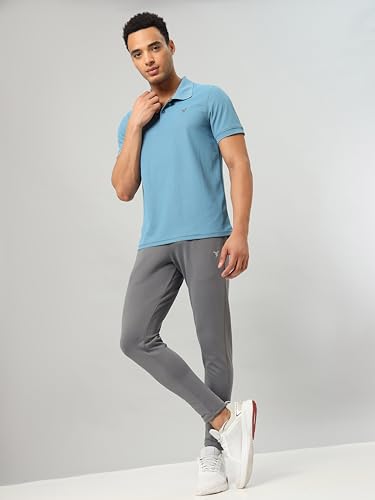 Image of TECHNOSPORT Men's Slim Fit Track Pants with Zip Pockets, ELASTO Plus Quick Dry Stretchable Lightweight Lower for Gym Running Yoga and Sports