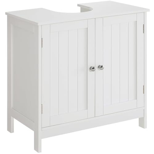 Iwell Pedestal Sink Storage Cabinet with 2 Doors and Shelf Under Sink Cabinet Bathroom Sink Cabinet with U-Shape White