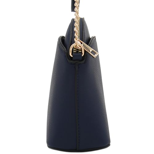Image of FashionPuzzle Faux Leather Small Dome Crossbody Bag with Chain Strap