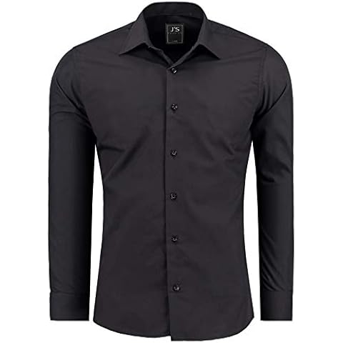 J'S FASHION Chemise Slim Noire Cover