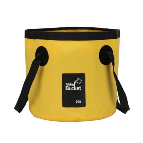 Pufei 20L Handy Faltbucket | Zusammenklappbarer wasserdichte Eimer zum Campen, Sanitär & Reisen | Langlebiger 500D PVC (Schwarz/Blau/Gelb/Grün)