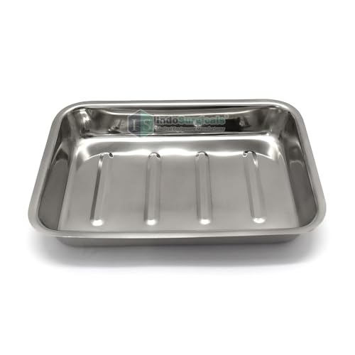 Image of IS IndoSurgicals Stainless Steel Rectangular Instrument Tray With Cover,Deluxe Quality(2,12 inchX10 inchX2 inch)