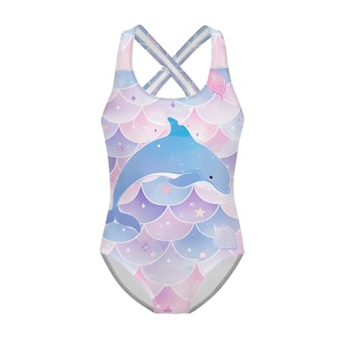 Girls' Swimwear One-Piece Kids Swimsuits with Cross-Back Straps Sleeveless Pool Outfits Ages 5-14 Y for Summer Fun