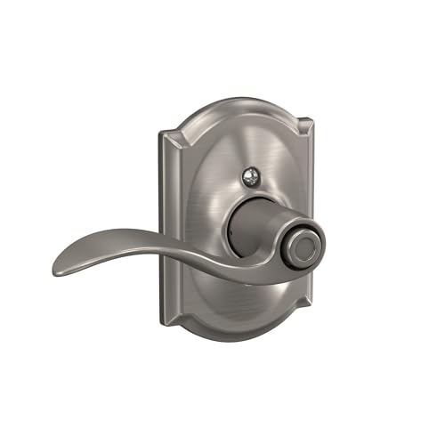 Image of Schlage F40 ACC 619 CAM Accent Door Lever with Camelot Trim, Bed & Bath Privacy Lock, Satin Nickel