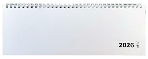 2026 Adina Tischquerkalender 1 Woche auf 2 Seiten Kartondeckel Schreibtischkalender Tischkalender 30x10cm weiss