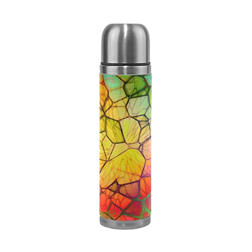 Abstracto Cuadrados Triángulo Polígono Botella de agua de acero inoxidable Frasco aislado al vacío Termo 500ml Viaje…