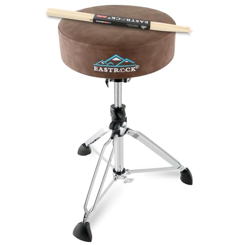 EASTROCK Drum Throne Drum Stools Padded Rotatable Drum Stool Seat,Height Adjustable Drum Chair for Drummer Kids Adult (Brown)