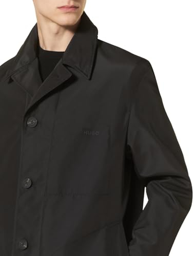 Hugo Boss Men's Relaxed-Fit Black Trench Rain Coat Large Black3