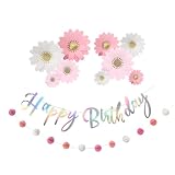 regalo 誕生日 飾り 女の子 セット バースデーデコレーション 装飾 ピンク レターバナー Happy Birthday ガーランド パーティー 花 フラワー 記念日 (ピンクアラウンド)