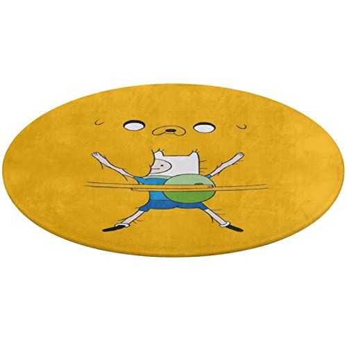 アドベンチャー・タイム ラグマット 60*60cm 80*80 90*90 丸型 洗えるラグマット 丸 カーペット THEBEASTPIE 滑り止め 転倒防止 円形マット 玄関マット バスマット 洗面台 キャラクター かわいい おしゃれ