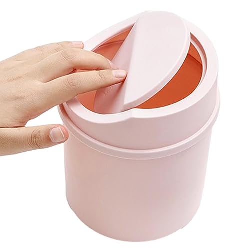 Papelera De Escritorio con Tapa Giratoria, Cubo De Basura Diminuto para Interior De Coche, Cocina, Dormitorio, Oficinas