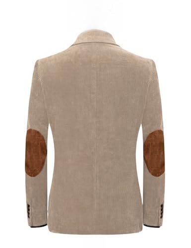 Mens' Suit Corduroy Blazer Jacket with Elbow Patch Notched Lapel Casual Slim Fit Tuxedo Blazer Coat Wedding Party Prom