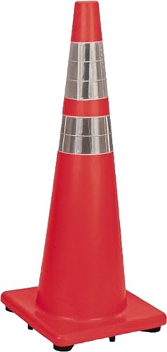 PRO-SAFE Orange PVC Traffic Cone with Reflective Bands: 36" High, 15" Square Base, 10 Lb Weight