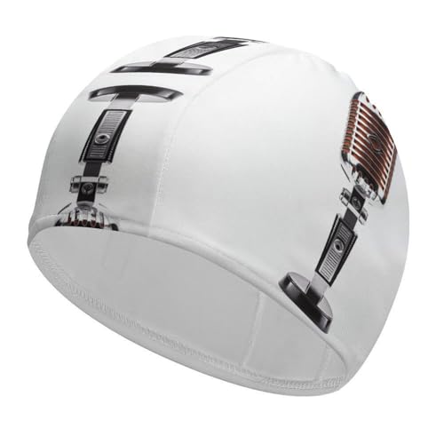 Gorro de baño con Plumas Rojas y Negras para Hombre y Mujer, Impermeable, Mantiene el Cabello seco, elástico, para Adultos, cómodo, de Tela Antideslizante.
