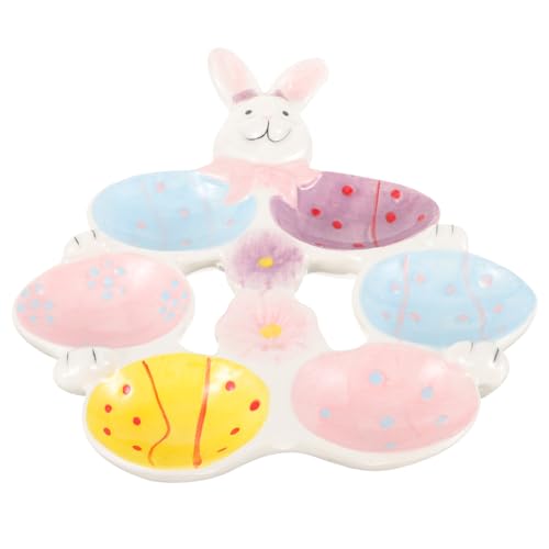 PRETYZOOM Cartoon Ceramic Egg Cup Rabbit Design Boiled Egg Holder for Breakfast Kitchen Egg Organizer Egg Serving Cup Random